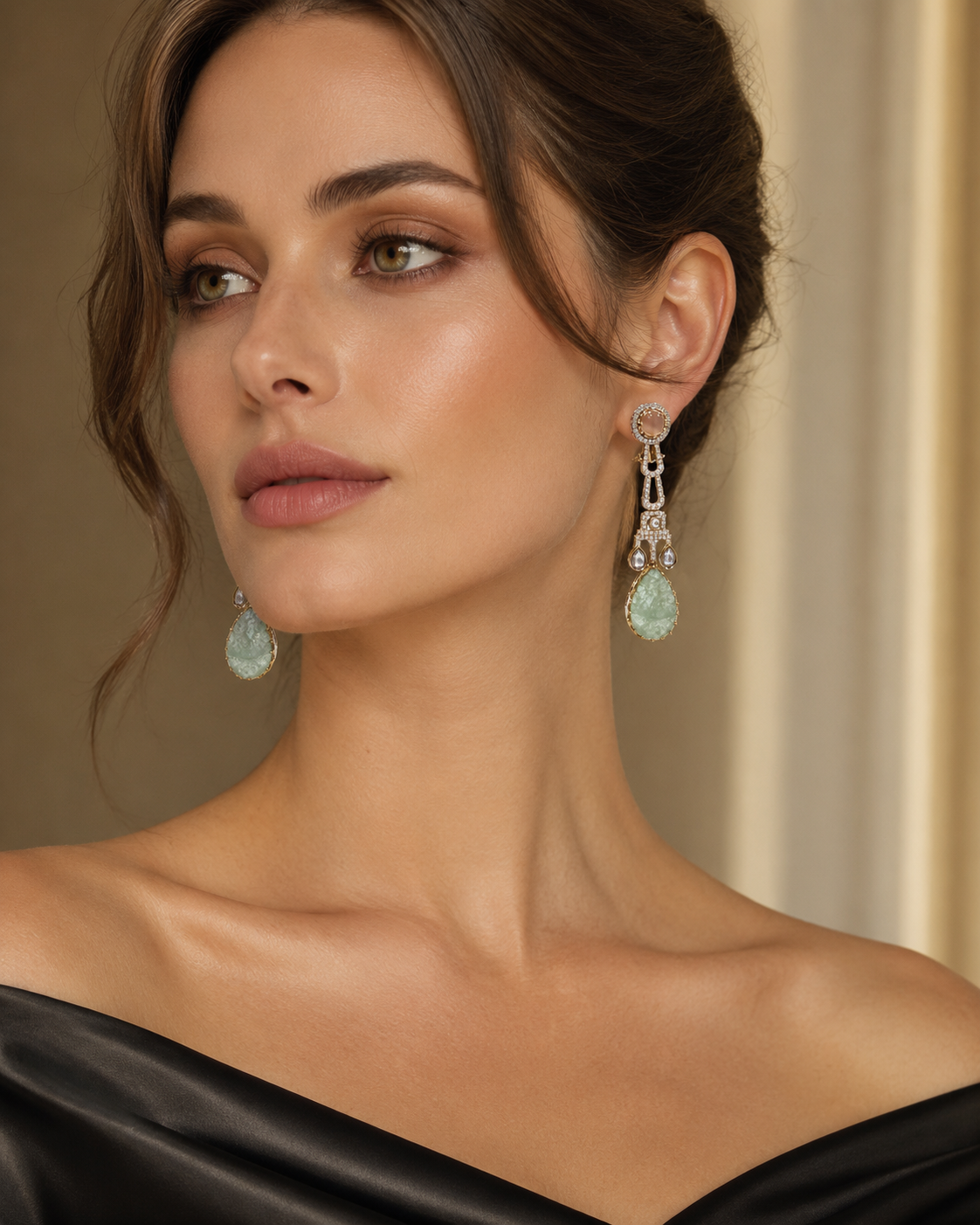 Mint Green Teardrop Designer Earrings(E-4)