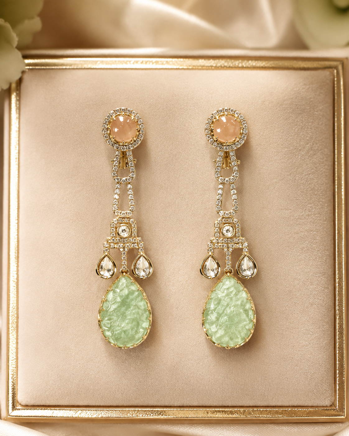 Mint Green Teardrop Designer Earrings(E-4) - Image 5