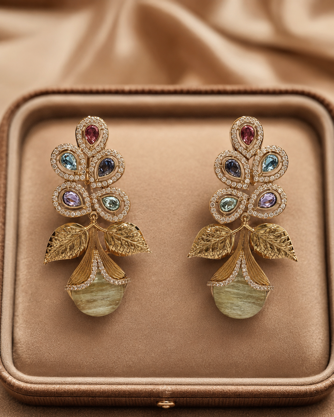 Multicolor Floral Leaf Statement Earrings(E-9) - Image 4