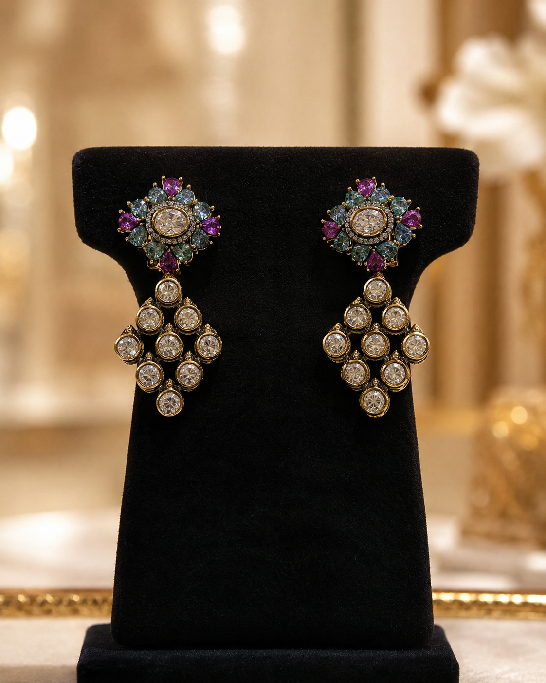 Multicolor Floral Drop Earrings(E-13) - Image 4