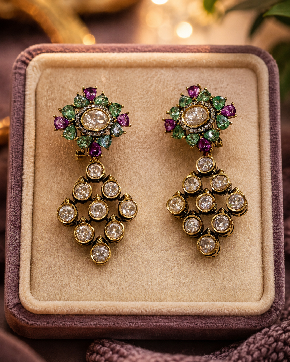 Multicolor Floral Drop Earrings(E-13) - Image 5