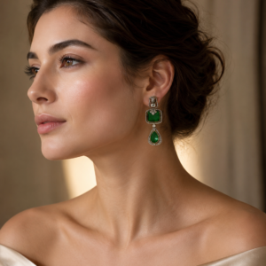 Emerald Grace Drop Earrings(E-14)