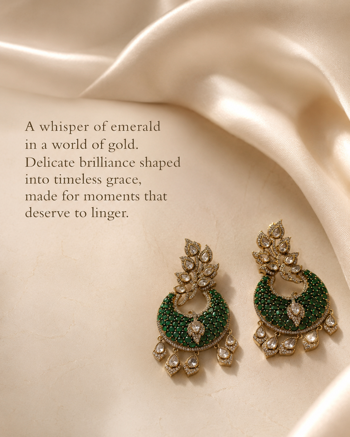 Green Crescent Leaf Drop Earrings(E-23) - Image 6