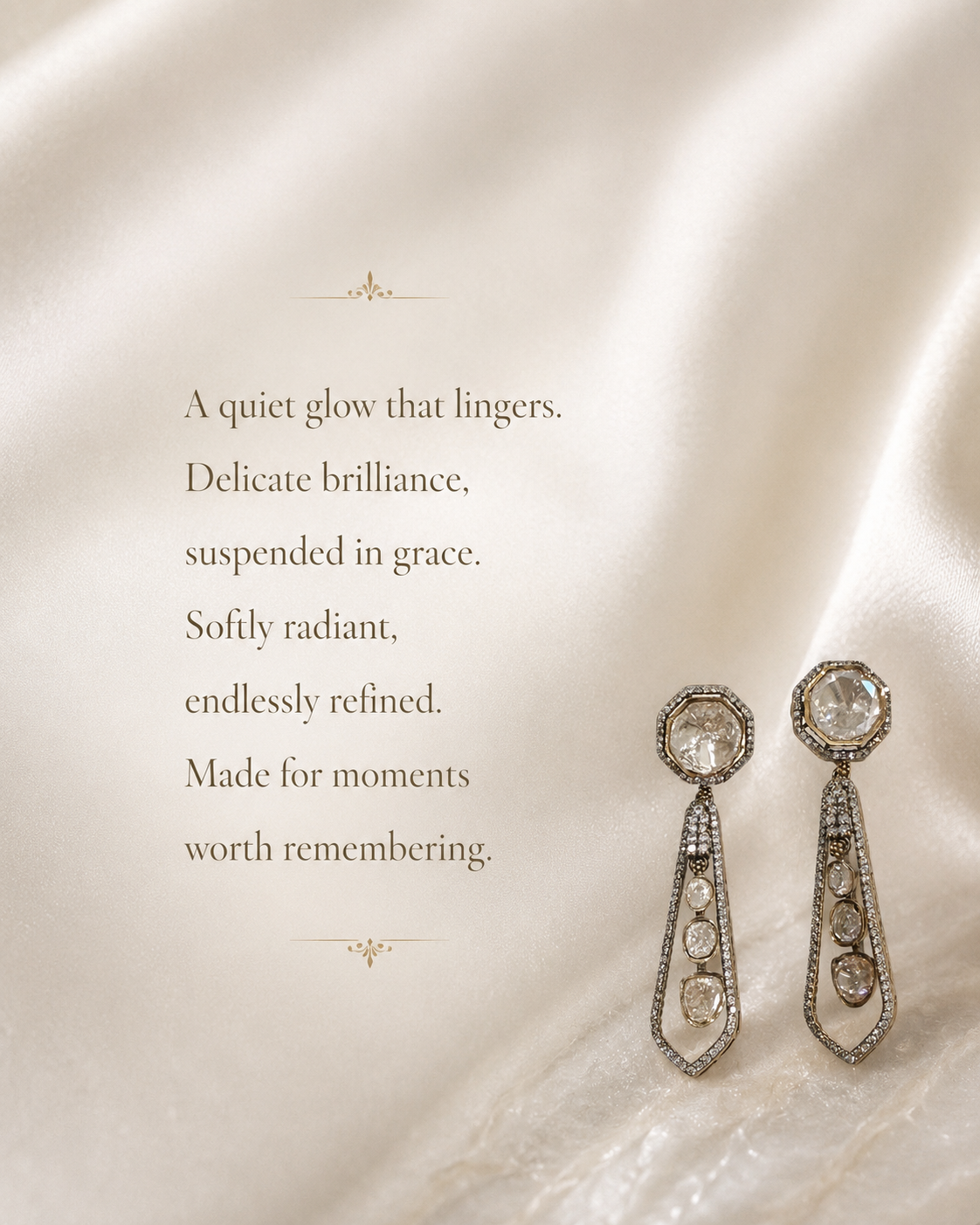 Champagne Stone Long Drop Earrings(E-27) - Image 6