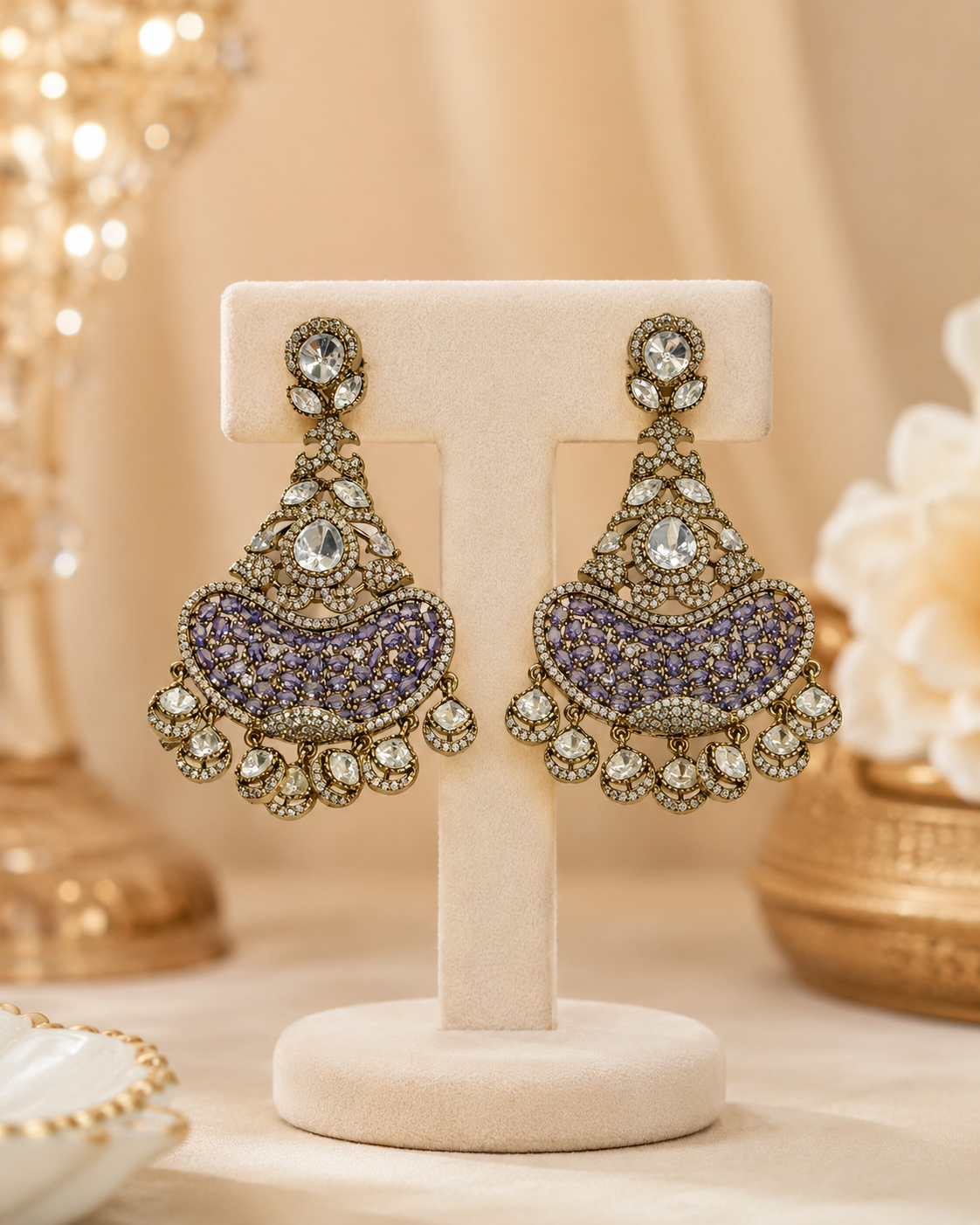 Antique Gold Filigree Chandbali Earrings(E-29) - Image 4