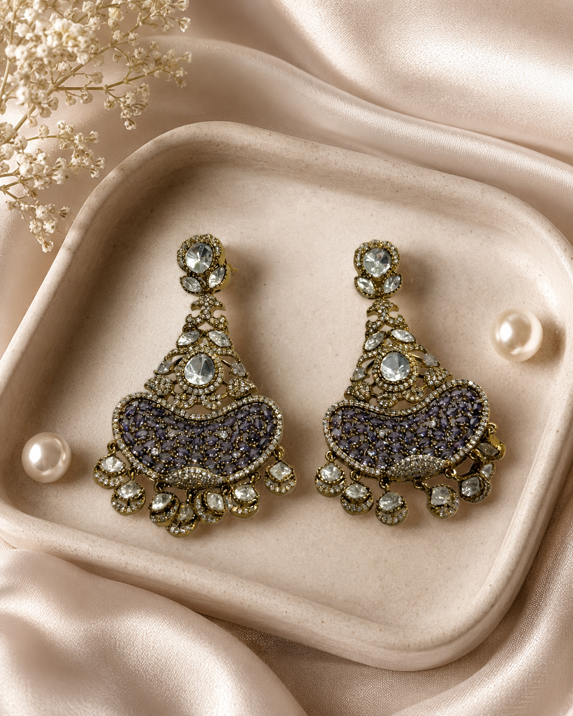 Antique Gold Filigree Chandbali Earrings(E-29) - Image 5