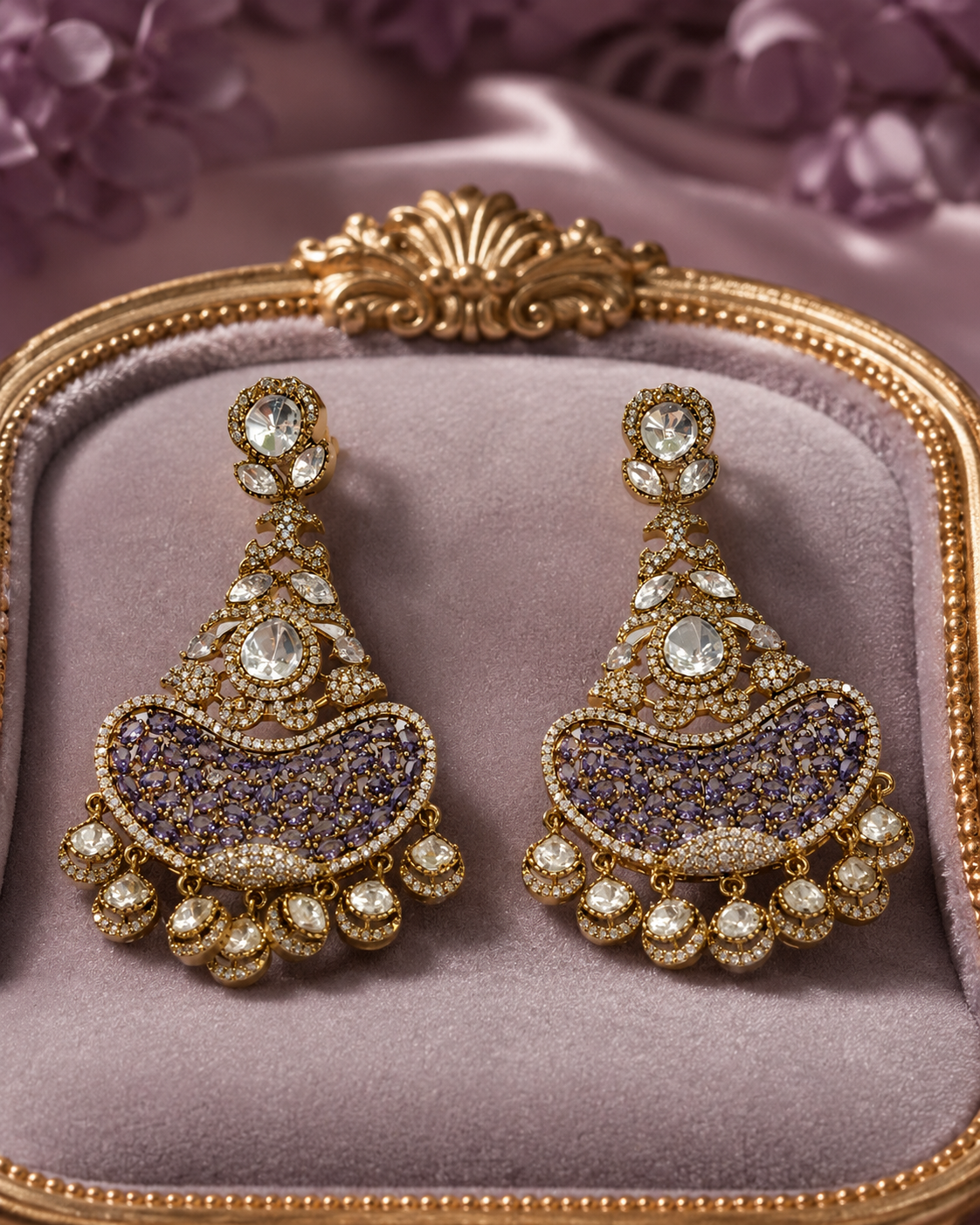 Antique Gold Filigree Chandbali Earrings(E-29) - Image 3