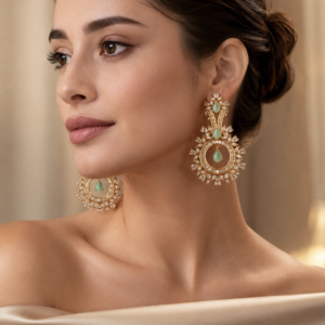 Mint Green Circular Statement Earrings(E-30)