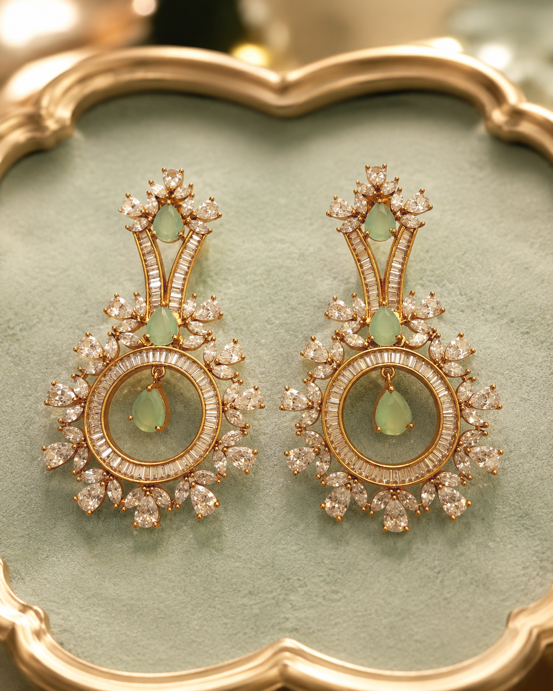 Mint Green Circular Statement Earrings(E-30) - Image 5