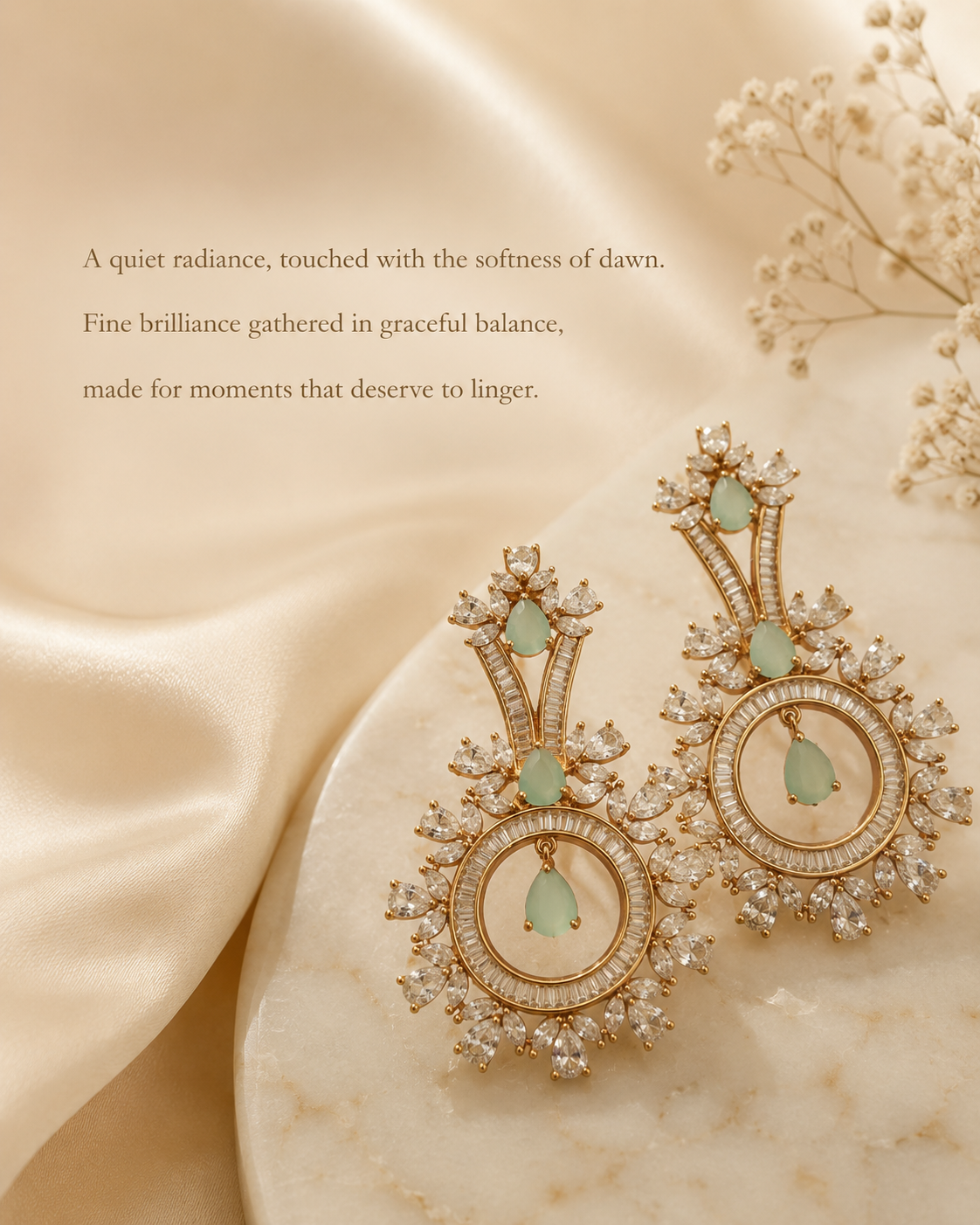 Mint Green Circular Statement Earrings(E-30) - Image 6