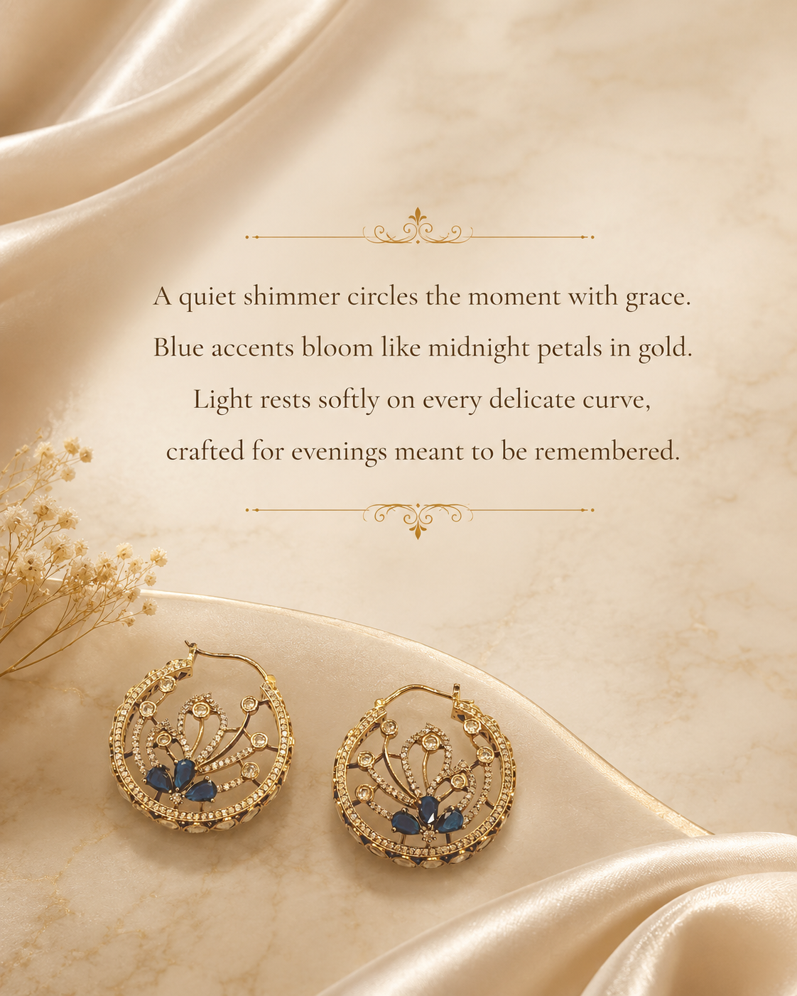 Blue Stone Gold Hoop Earrings(E-31) - Image 6