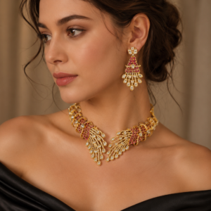 Ruby Red Hasli Style Necklace Set(J-61)