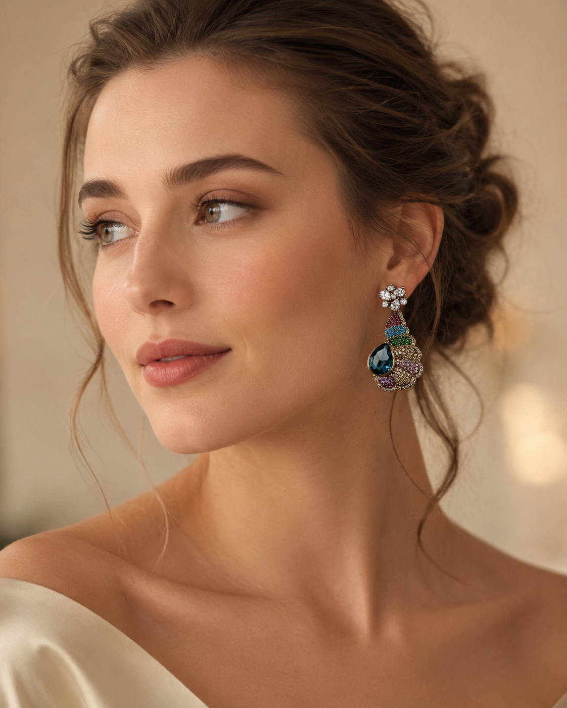 Multicolor Peacock Drop Earrings(E-15)