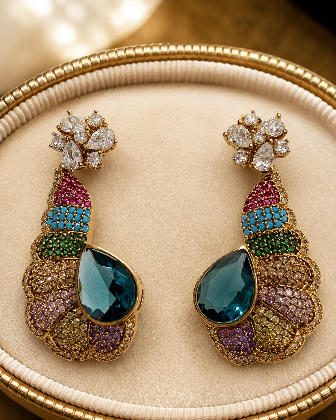 Multicolor Peacock Drop Earrings(E-15) - Image 5