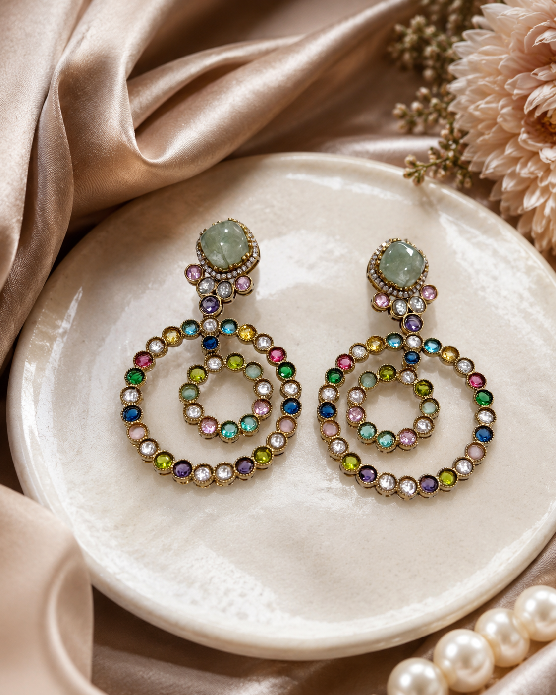 Multicolor Hoop Statement Earrings(E-16) - Image 3