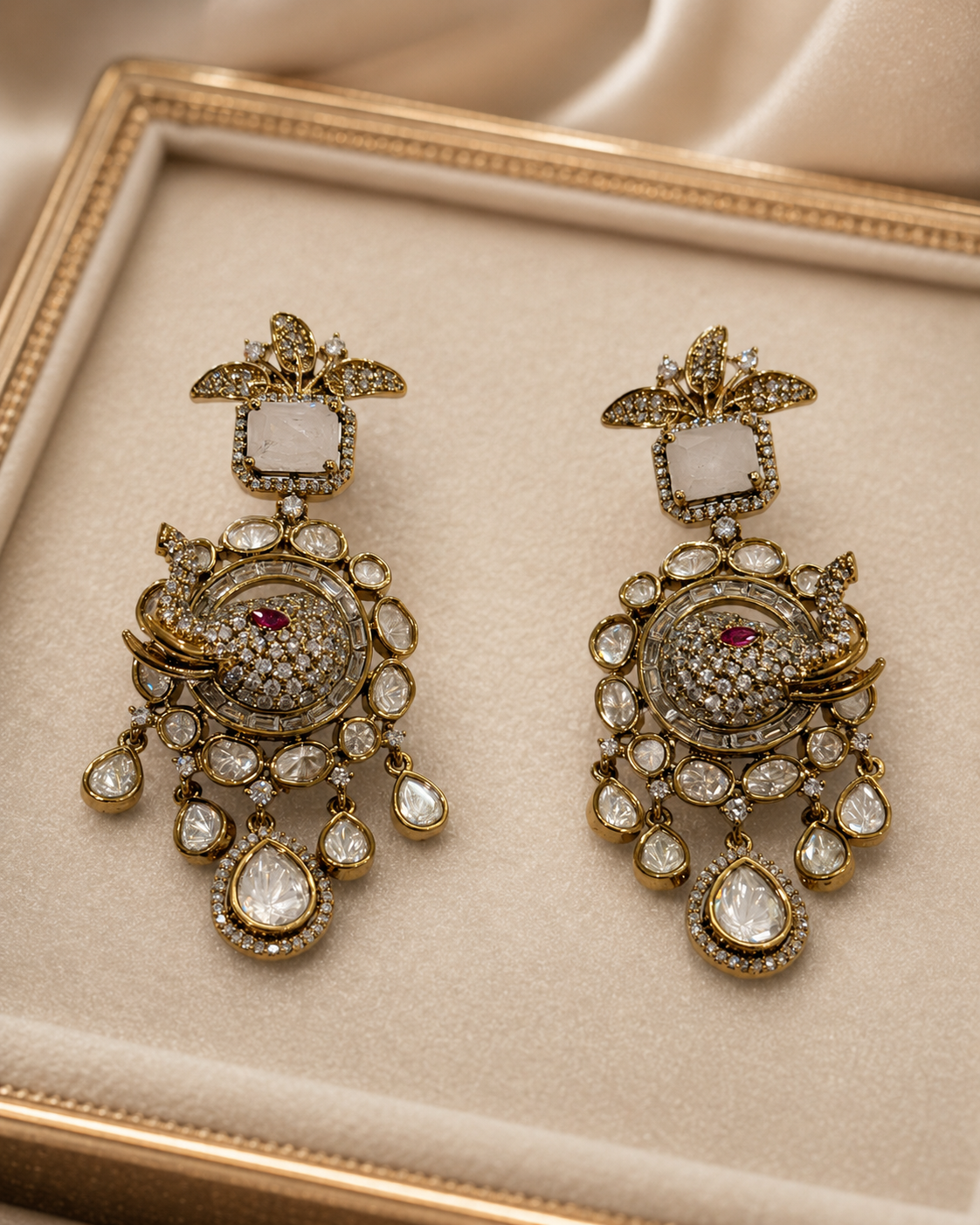 Antique Gold Kundan Chandelier Earrings(E-17) - Image 5