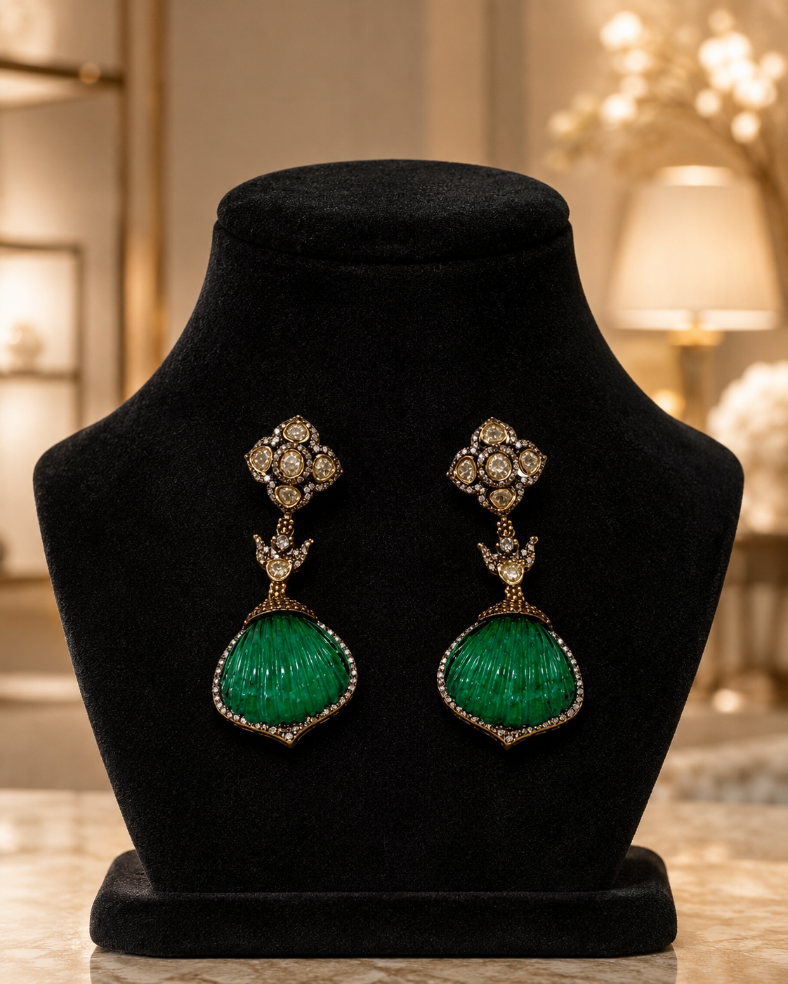 Green Shell Drop Earrings(E-18) - Image 4