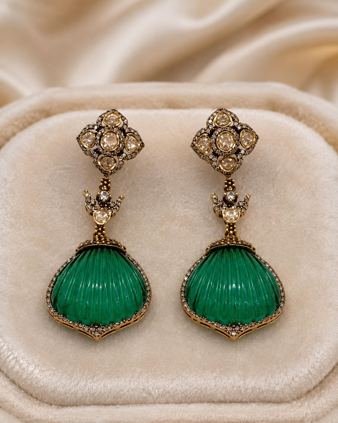 Green Shell Drop Earrings(E-18) - Image 5