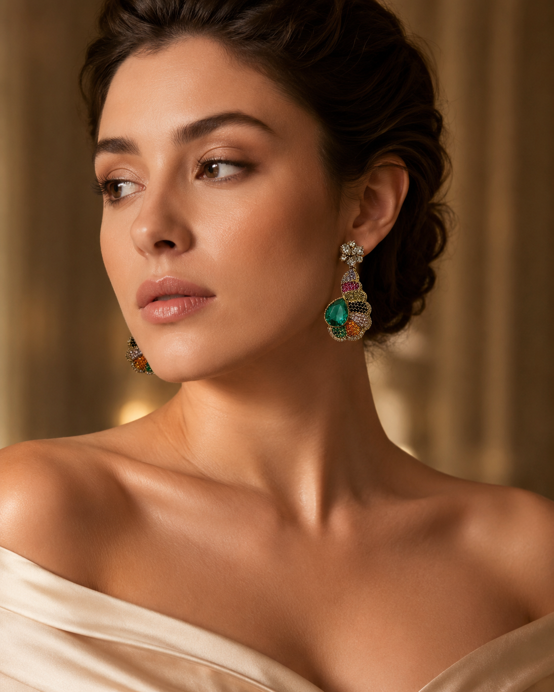 Multicolor Peacock Drop Statement Earrings(E-20)