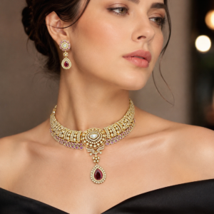 Victorian Ruby Choker Necklace Set