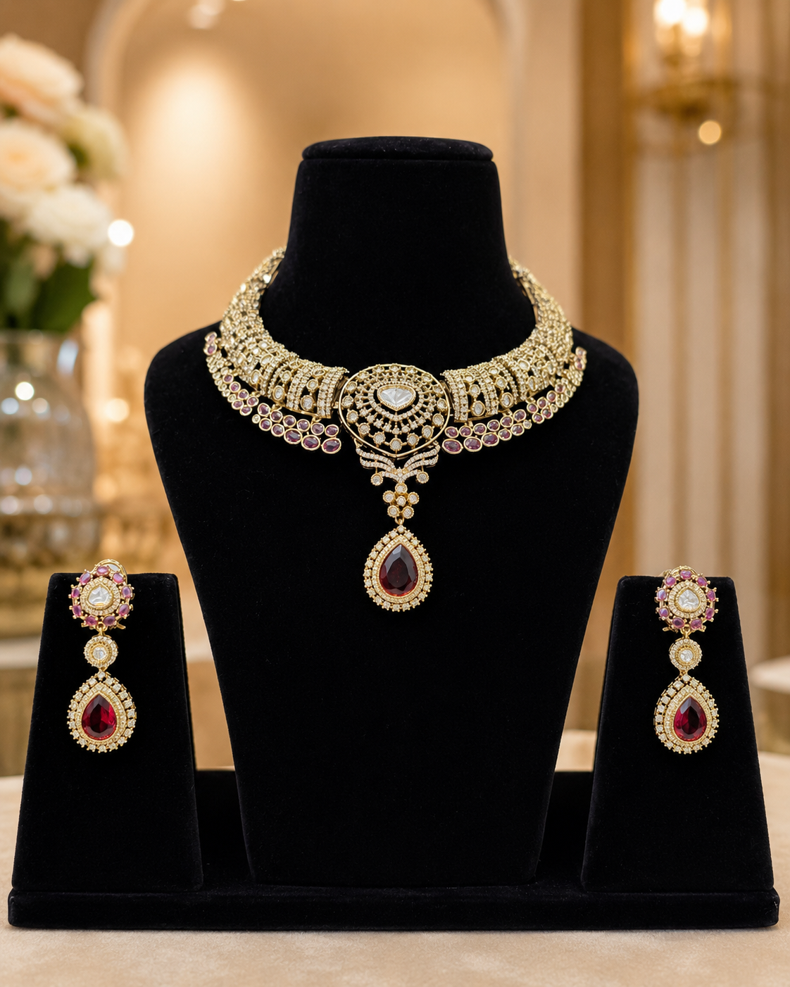 Victorian Ruby Choker Necklace Set - Image 2