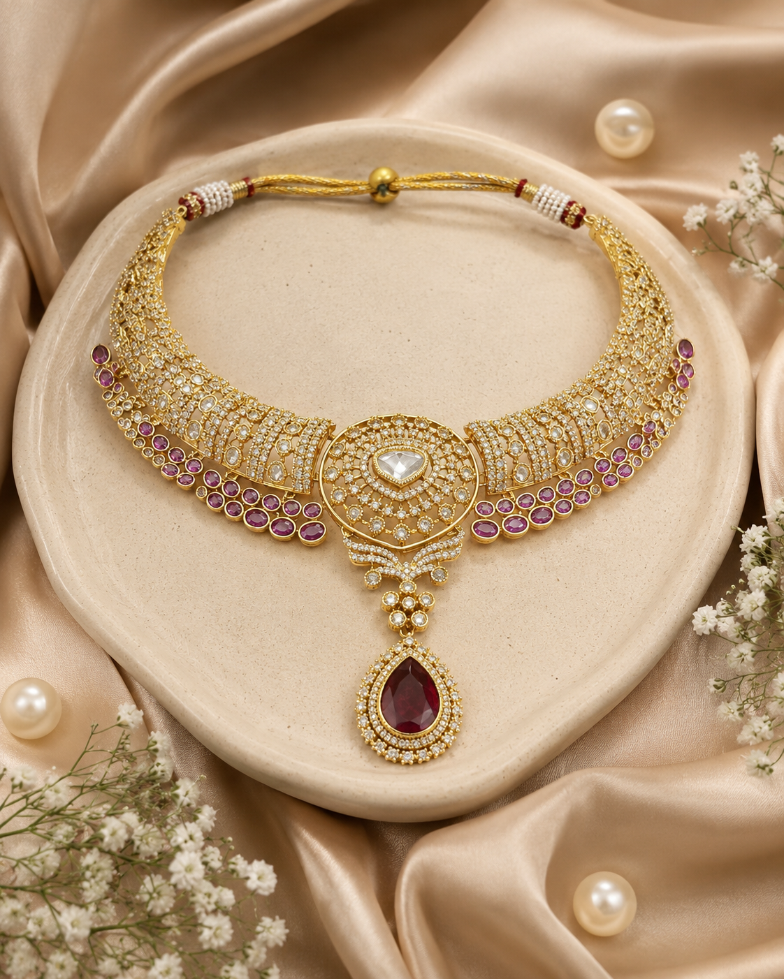 Victorian Ruby Choker Necklace Set - Image 3