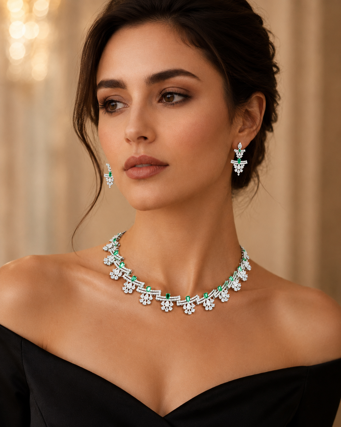 Emerald Blossom Necklace Set