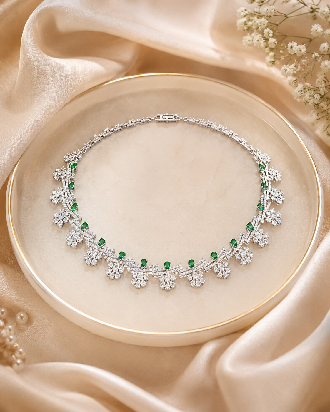 Emerald Blossom Necklace Set - Image 3