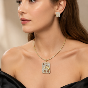 Gold-Tone Rectangular Pendant Set(J-47)