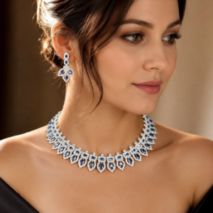 Royal Blue AD Choker Necklace Set(J-49)