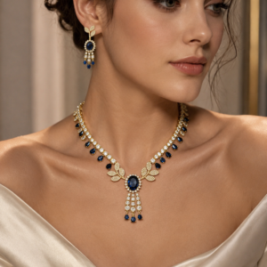 Midnight Blue Stone Designer Necklace Set(J-58)