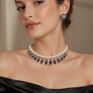 Sapphire Pearl Choker Set
