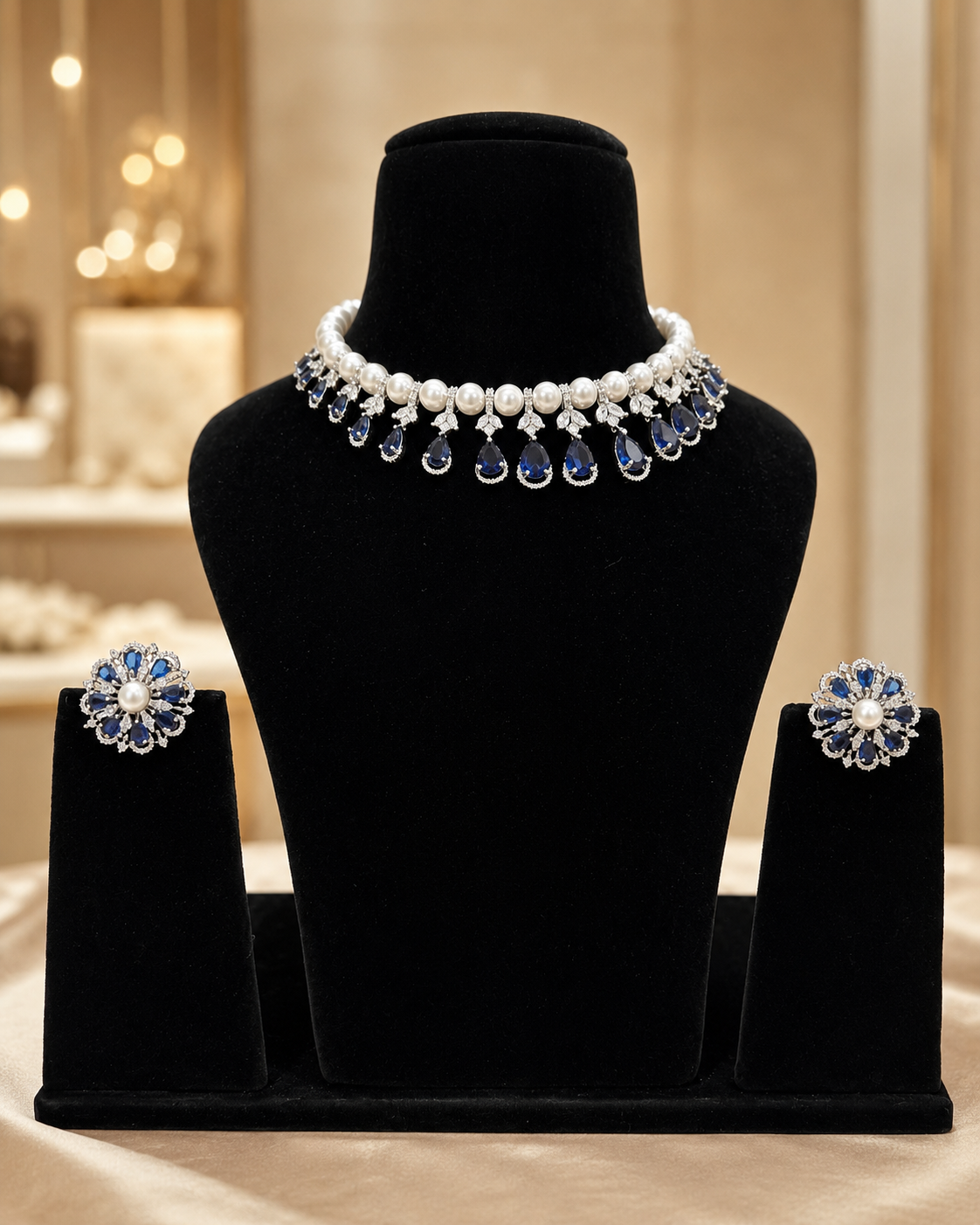 Sapphire Pearl Choker Set - Image 2