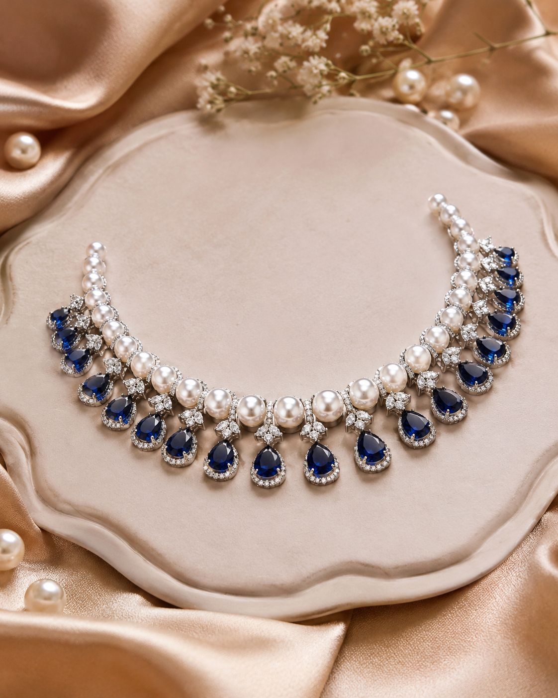 Sapphire Pearl Choker Set - Image 3